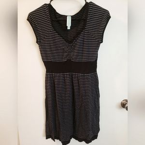 JJ Authentic black & gray striped dress with V neck soft and comfortable